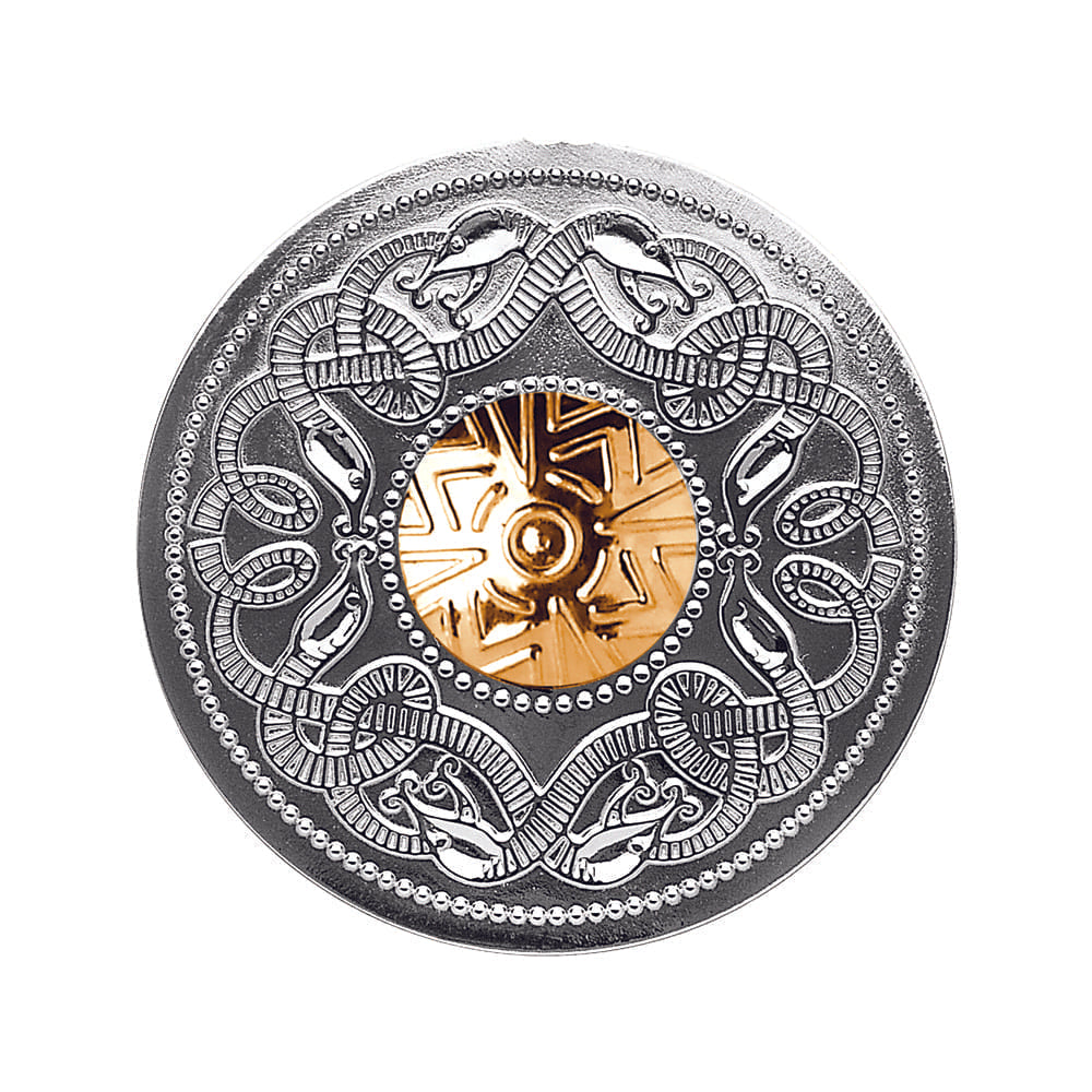 Sterling Silver Celtic Warrior Brooch with 18ct Gold Bead