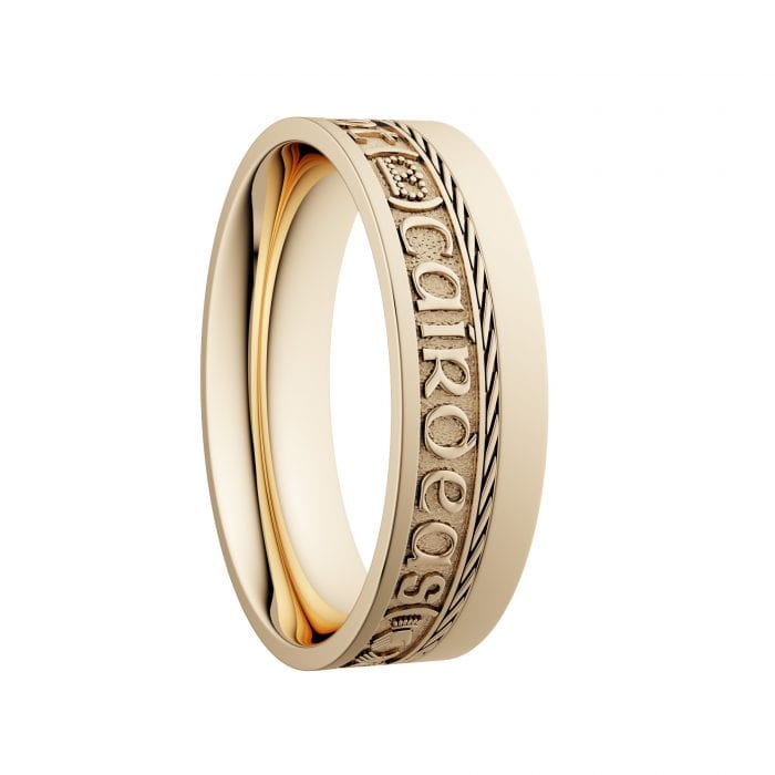 Yellow Gold Gr? Dilseacht Cairdeas Wedding Ring - Wide