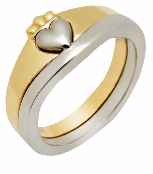 10ct Yellow & White Gold 2 Part Claddagh Ring