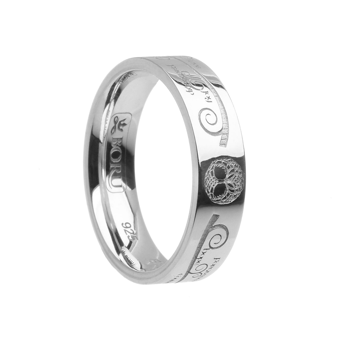 White Gold Comfort Fit Tree Of Life Wedding Ring