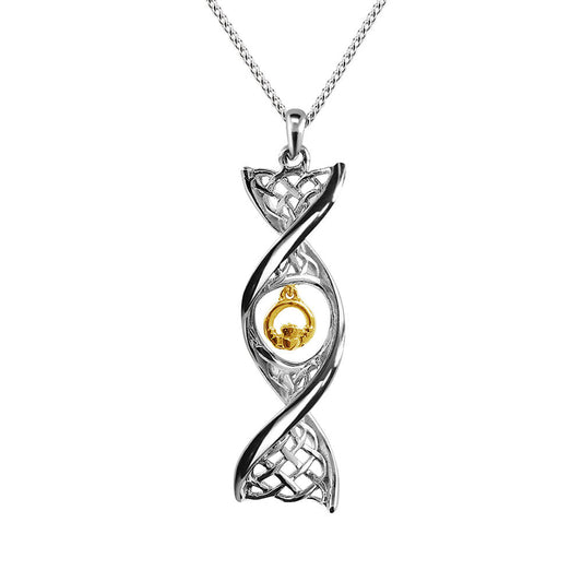 Sterling Silver Celtic DNA Claddagh Pendant