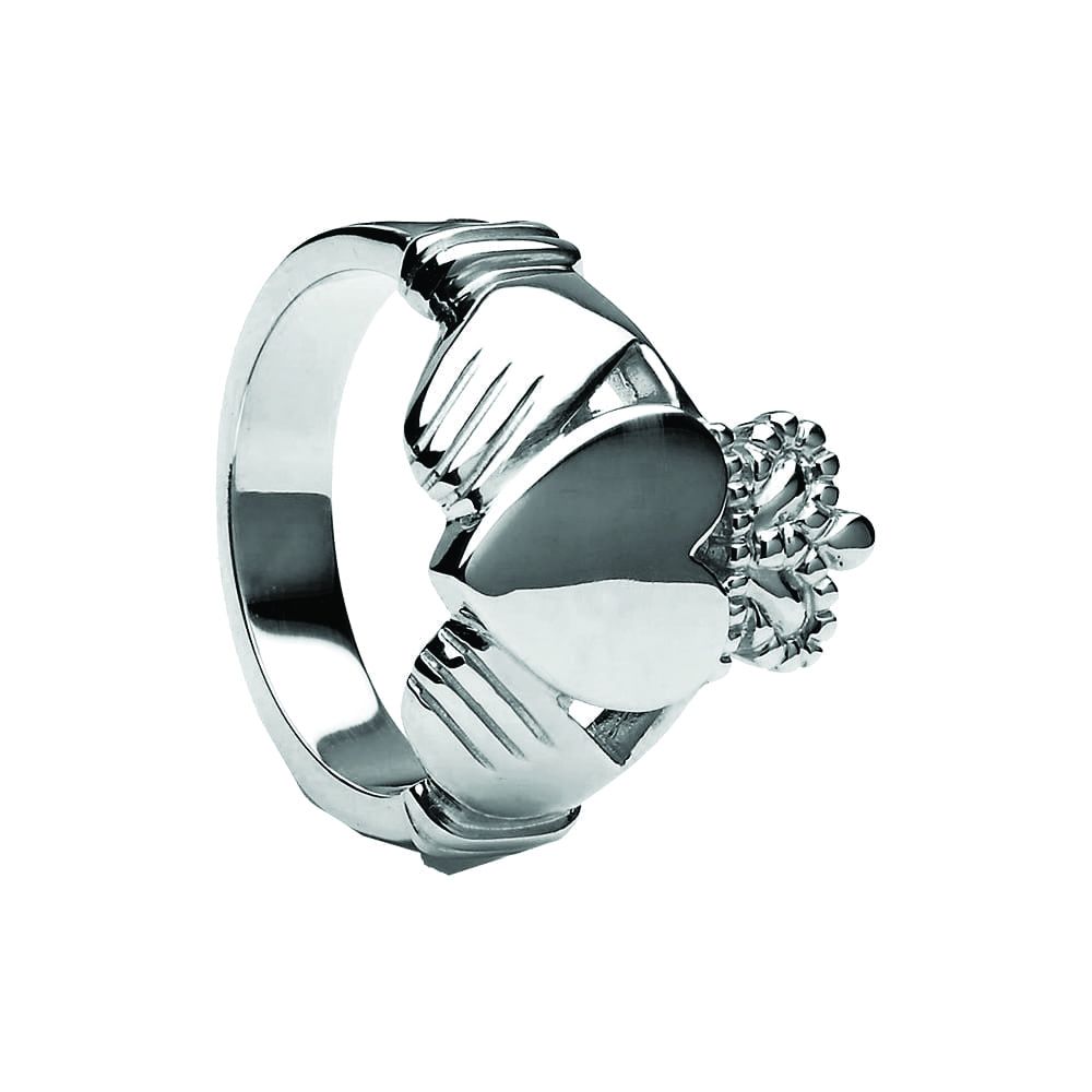 White Gold Men's Claddgh Ring - Extra Heavy