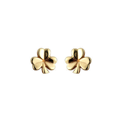 Gold Shamrock Stud Earrings