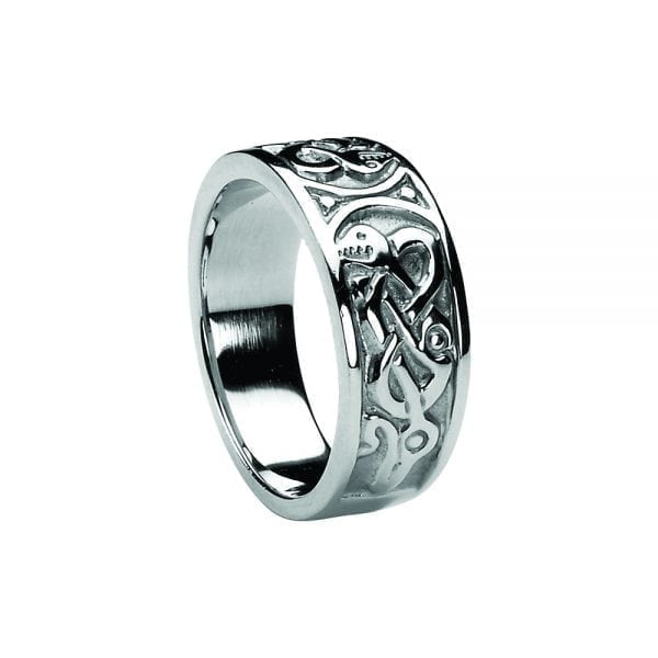 White Gold Men's Celtic Ring