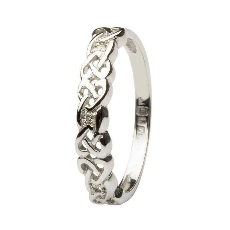 Ladies 14ct White Gold Celtic Knot Diamond Ring
