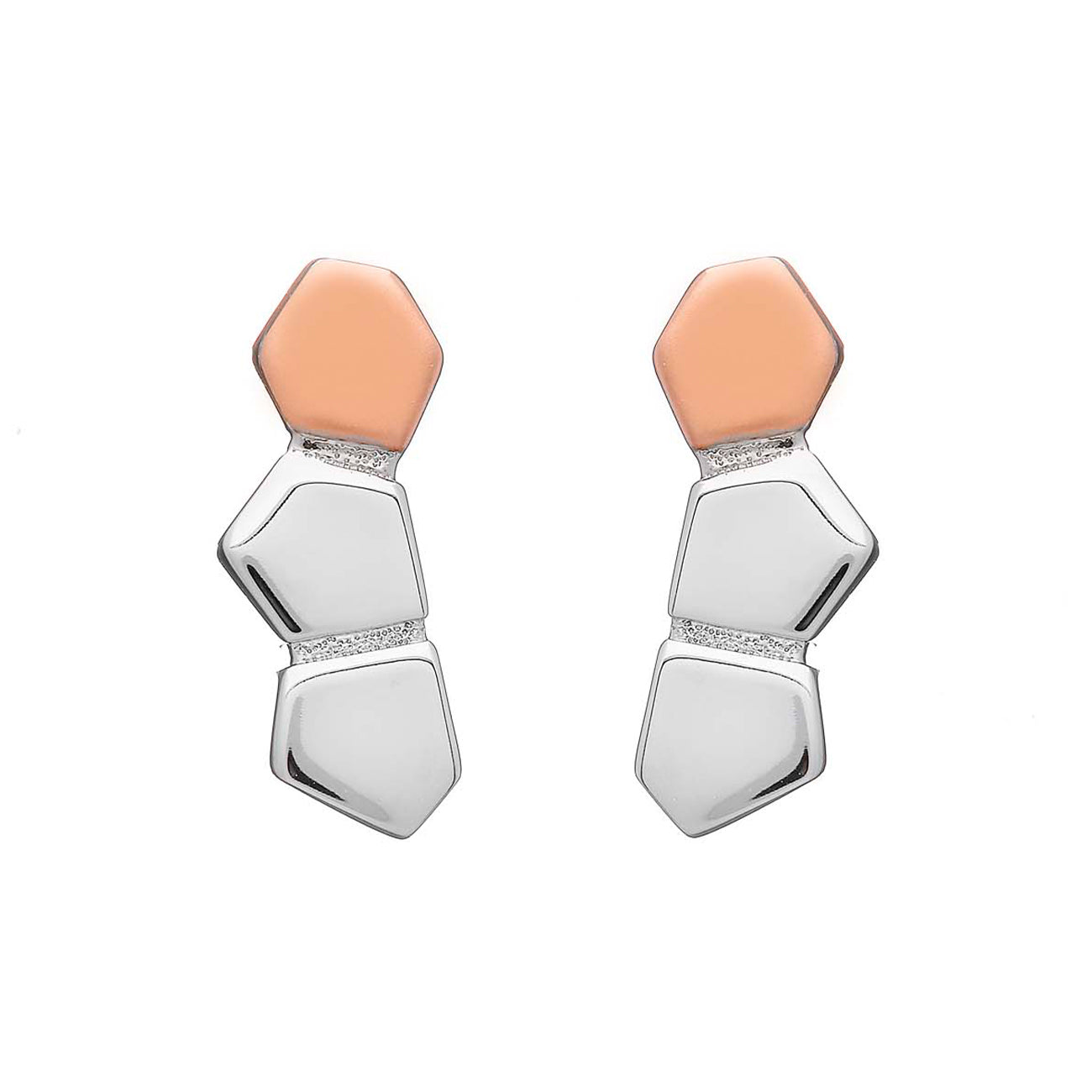 Sterling Silver and Rose Gold Giant's Causeway Stud Earrings