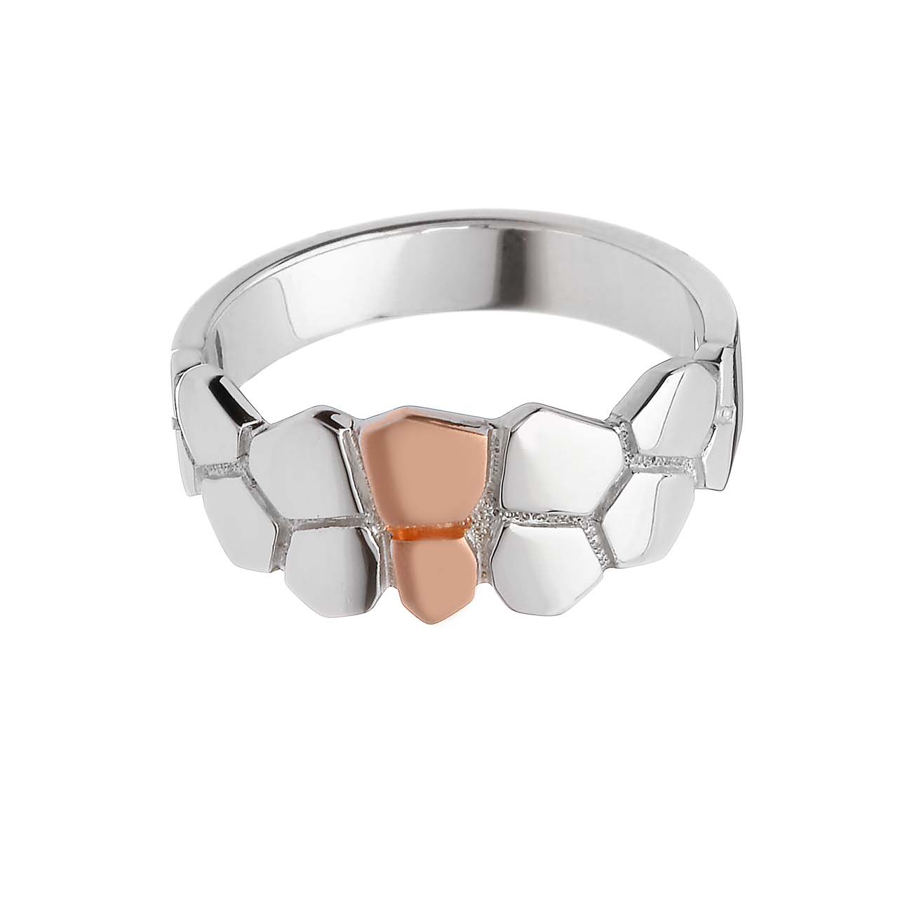 Sterling Silver and Rose Gold Giant's Causeway Ring