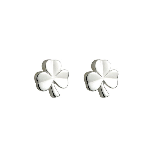 Kids Sterling Silver Shamrock Stud Earrings