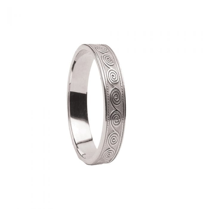 White Gold Ladies Celtic Spiral Wedding Ring
