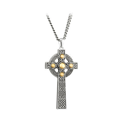 Sterling Silver and 10ct Gold Large Celtic Cross