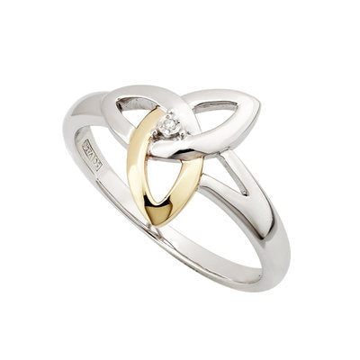 Sterling Silver and 10ct Yellow Gold Diamond Trinity Knot Ring