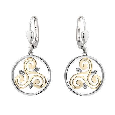 Sterling Silver and 10ct Gold Diamond Spiral Earrings