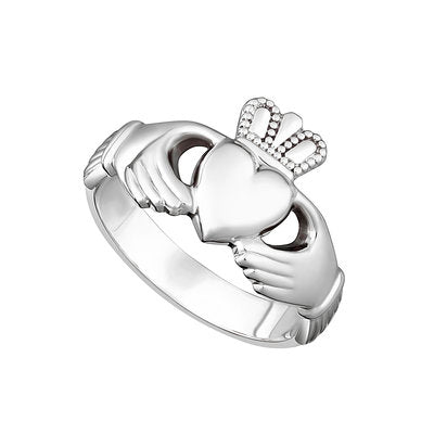 Ladies Sterling Silver Heavy Claddagh Ring