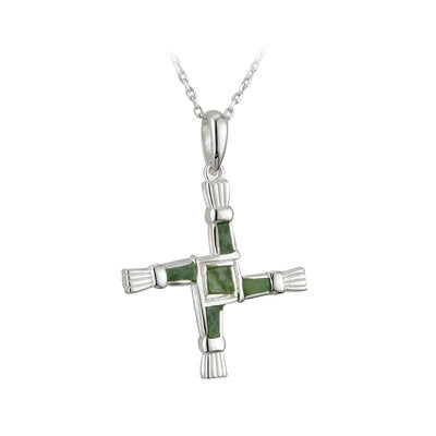 Sterling Silver Connemara Marble St. Brigids Cross