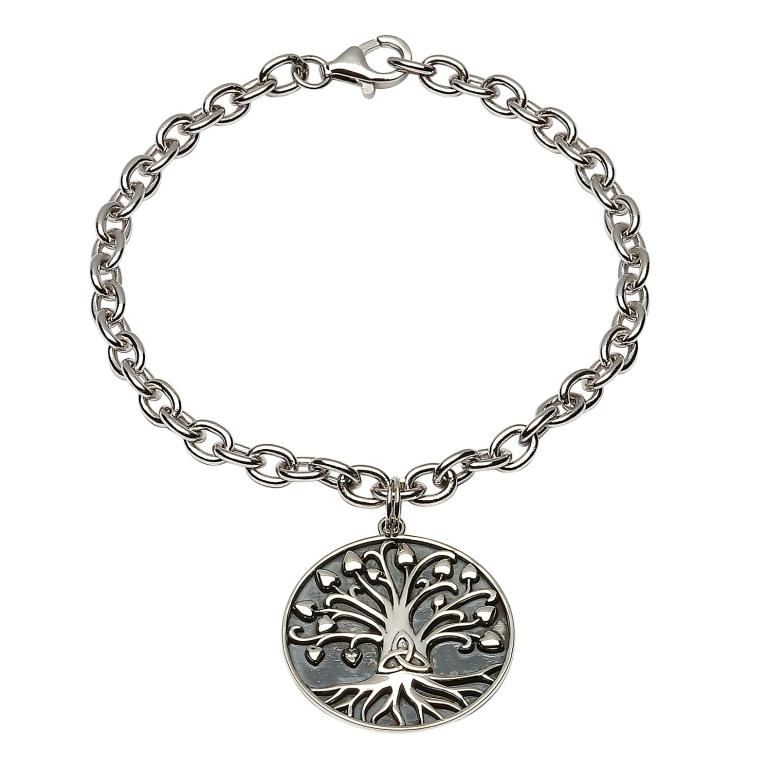 Sterling Silver Tree Of Life Trinity Bracelet