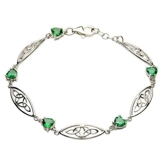 Sterling Silver Green Zirconia Trinity Knot Bracelet