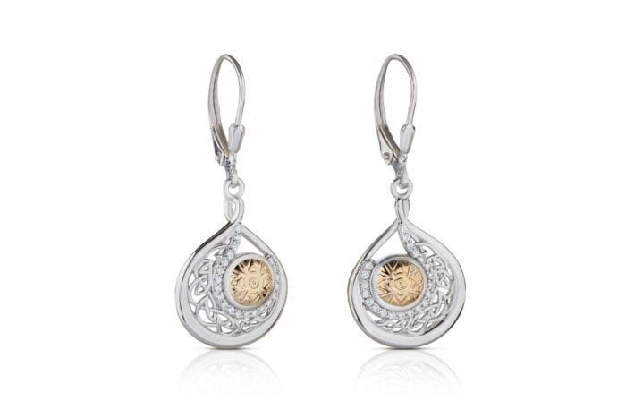 Sterling Silver Solstice Teardrop Earrings with 18ct Gold Bead