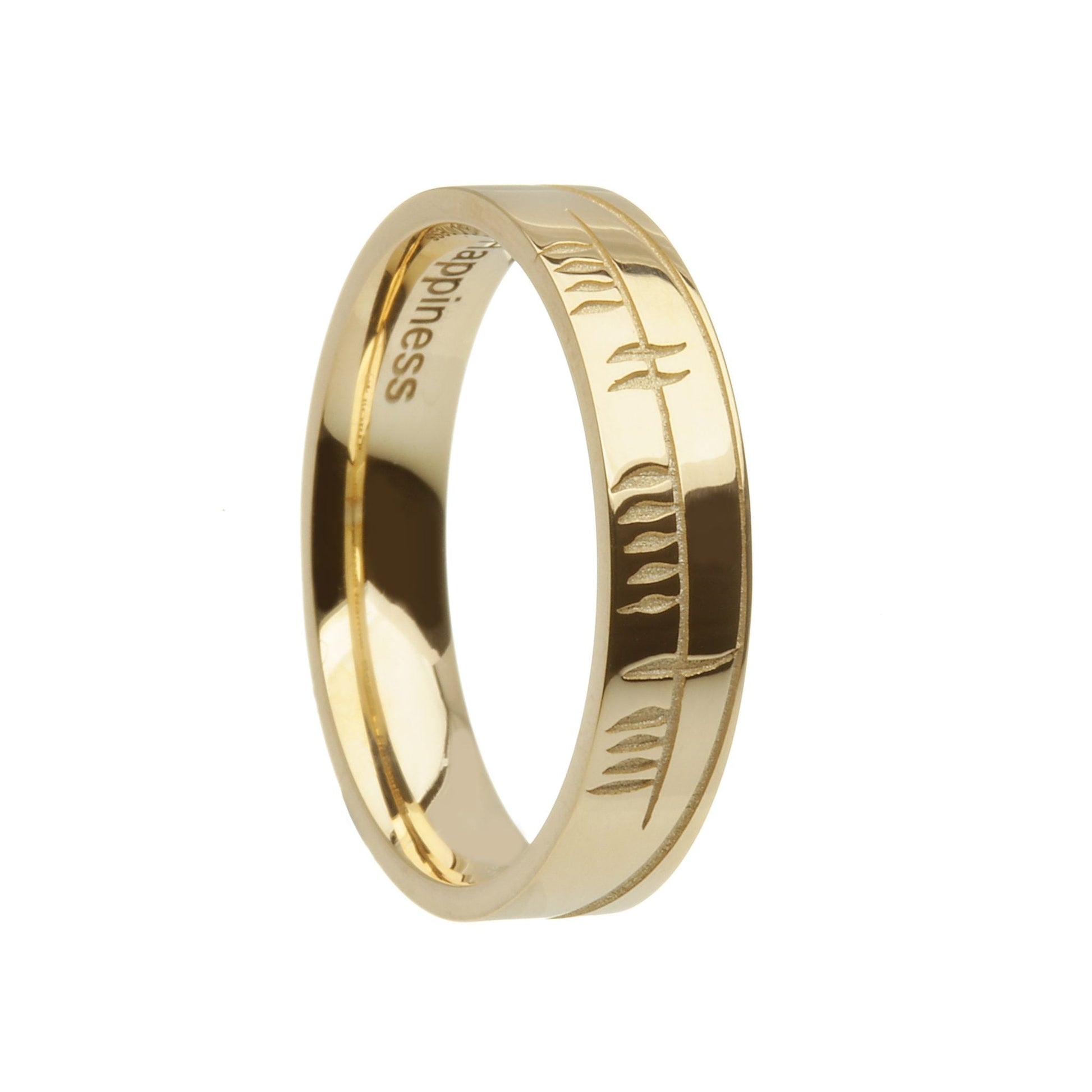 Yellow Gold Ogham Sonas Wedding Ring