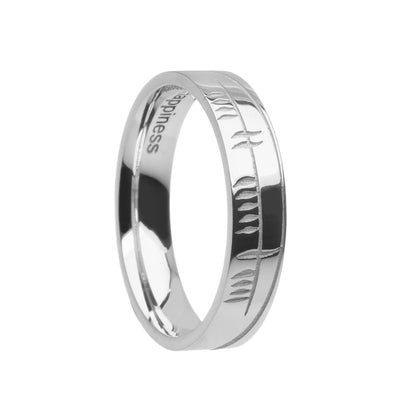 White Gold Ogham Sonas Wedding Ring
