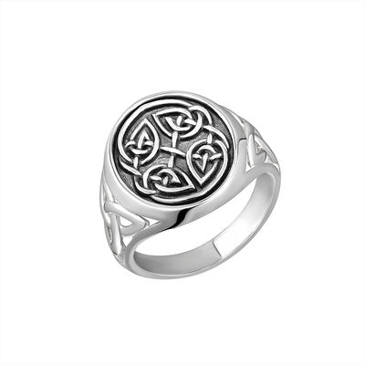 Men's Sterling Silver Oxidised Celtic Knot Signet Ring