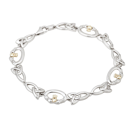 10ct Gold and Sterling Silver Claddagh Trinity Knot Bracelet