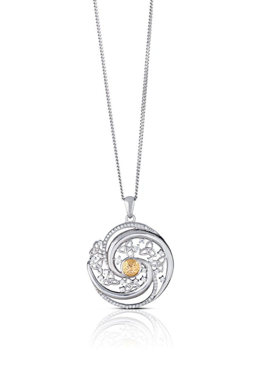Sterling Silver Solstice Swirl Pendant with 18ct Gold Bead