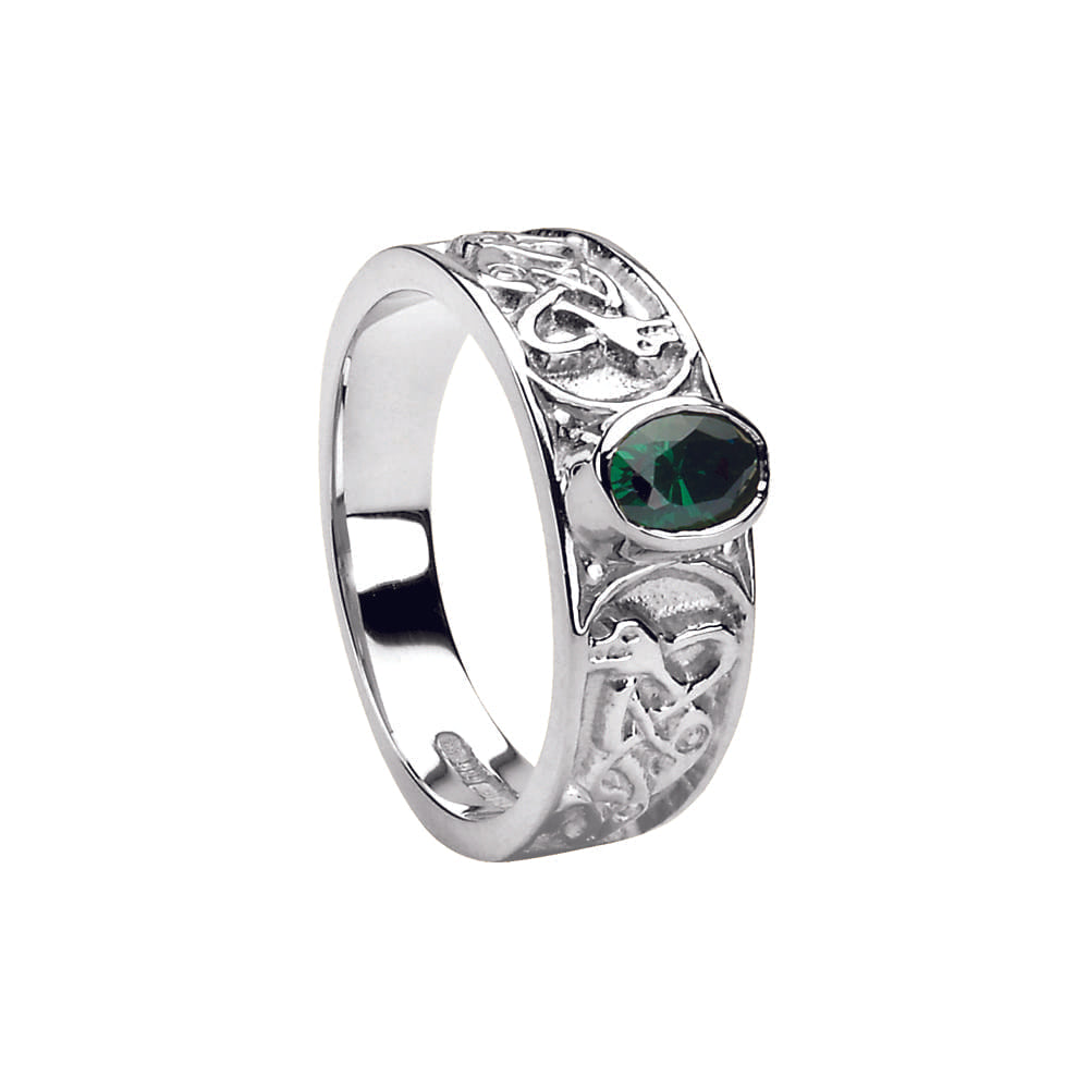 White Gold Ladies Stone Set Celtic Ring