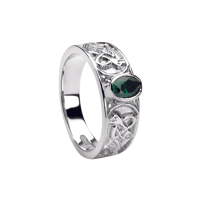 White Gold Ladies Stone Set Celtic Ring