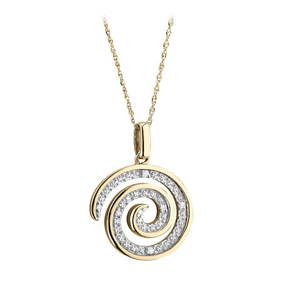 Two Tone Gold Diamond Celtic Spiral Pendant
