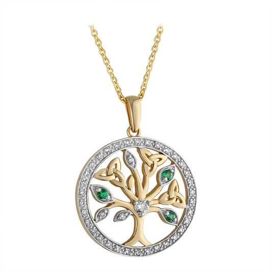 14ct Gold Diamond and Emerald Tree of LIfe Pendant