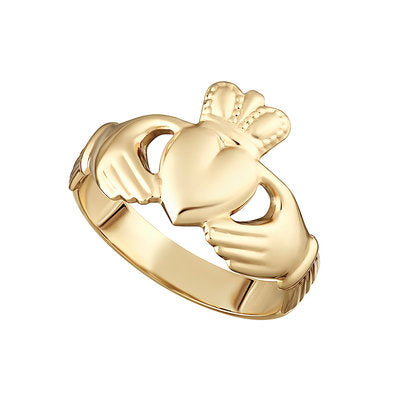 14ct Yellow Gold Hallow Back Claddagh Ring