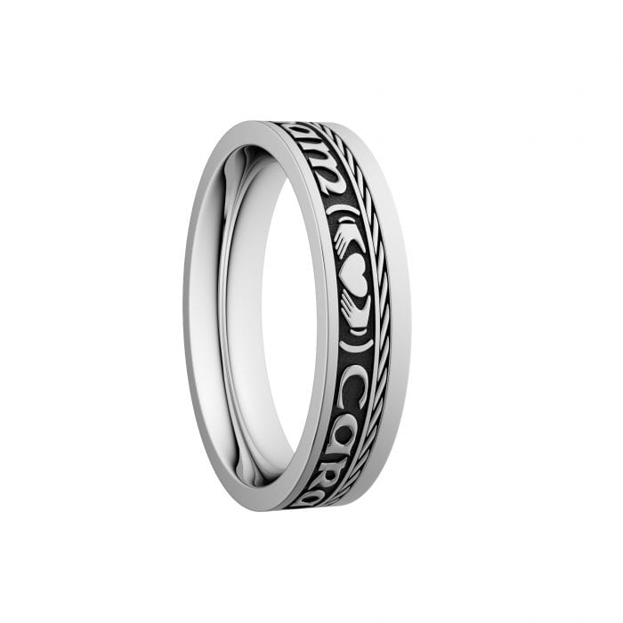 Sterling Silver Mo Anam Cara - My Soul Mate Wedding Ring - Narrow