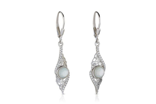Sterling Silver Arianrhod Twisted Trinity Mother of Pearl Earrings