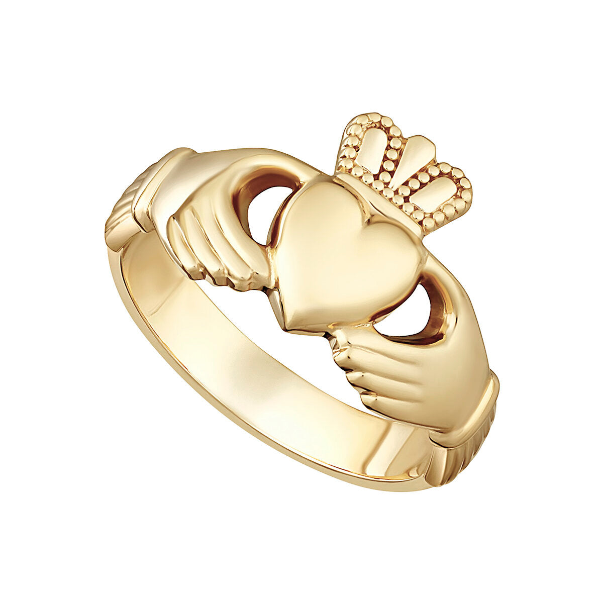 Men's 9ct Yellow Gold Claddagh Ring - Heavy