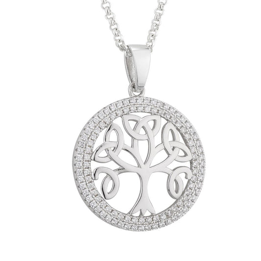 Sterling Silver Cubic Zirconia Tree of Life Pendant