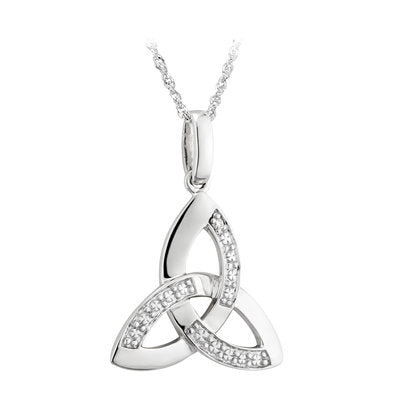 14ct White Gold Diamond Celtic Trinity Knot Pendant