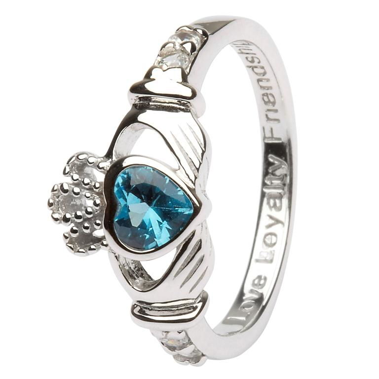 Sterling Silver December Birthstone Claddagh Ring