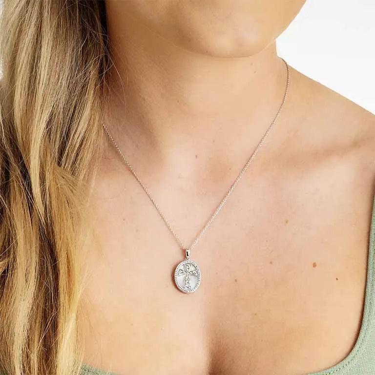 Sterling Silver Mother of Pearl Celtic Cross Medallion Pendant