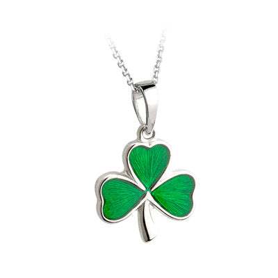 Sterling Silver Enamel Shamrock Pendant