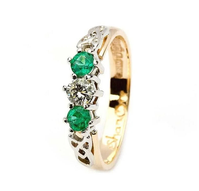 Ladies 14ct Yellow and White Gold Emerald and Diamond Ring