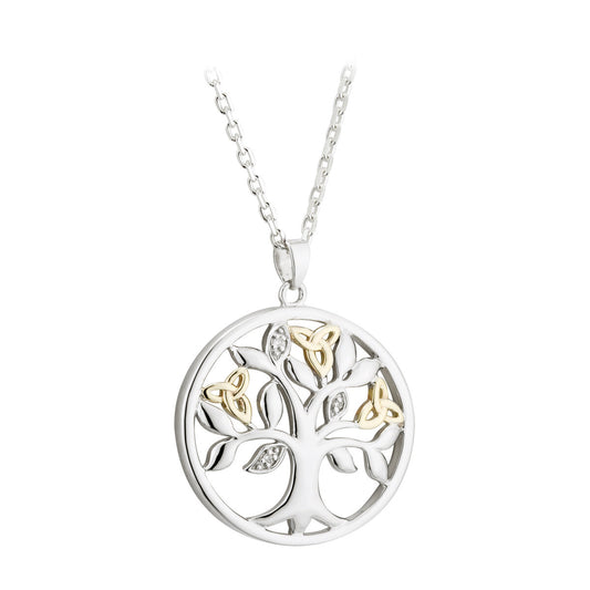 10ct Gold and Sterling Silver Diamond Tree of LIfe Pendant