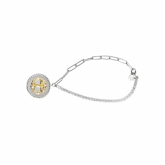 Sterling Silver Paperclip Celtic Medallion Bracelet with Gold Plated Tree of Life