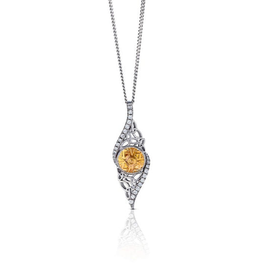 Sterling Silver Solstice Twisted Trinity Pendant with 18ct Gold Bead