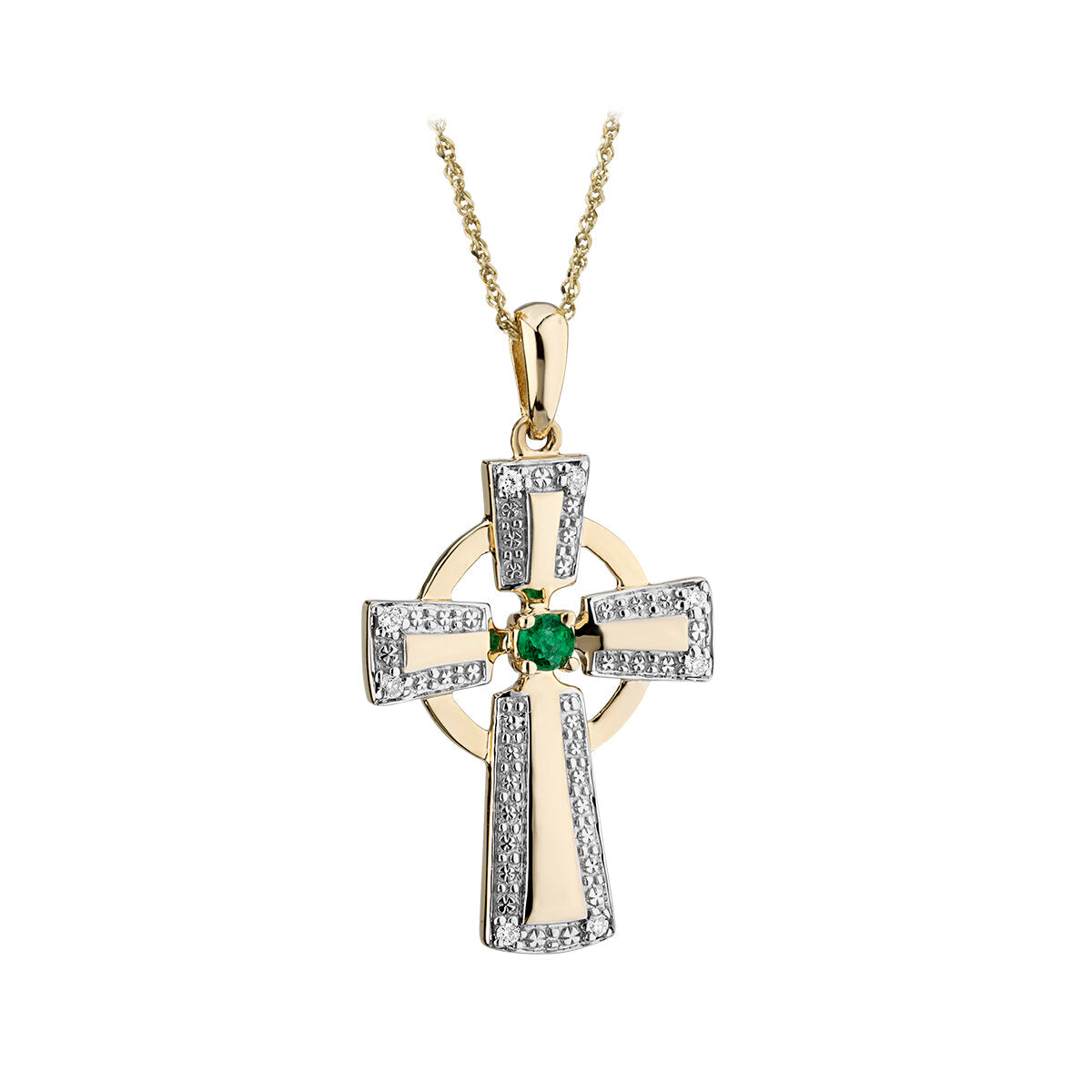 Gold Diamond and Emerald Cross
