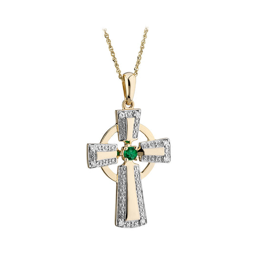 Gold Diamond and Emerald Cross
