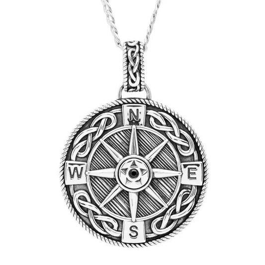 Men's Sterling Silver Celtic Compass North Star Polaris Pendant