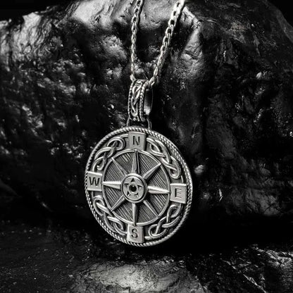 Men's Sterling Silver Celtic Compass North Star Polaris Pendant