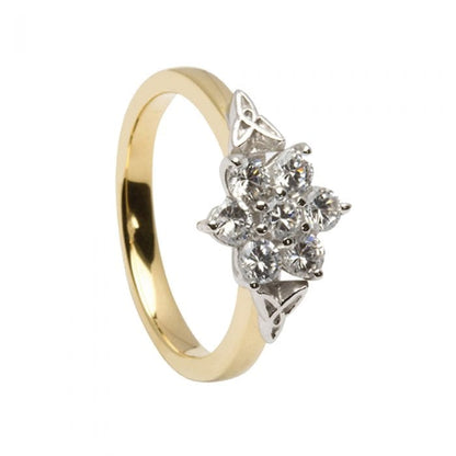 14ct Gold Celtic Cluster Diamond Engagement Ring