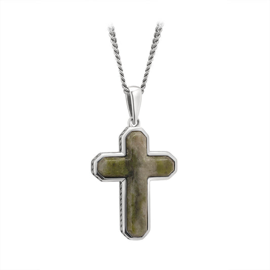 Sterling Silver Connemara Marble Cross Pendant