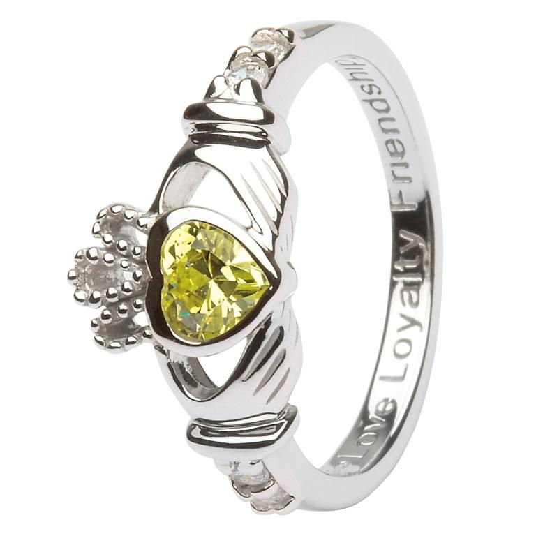 Sterling Silver August Birthstone Claddagh Ring